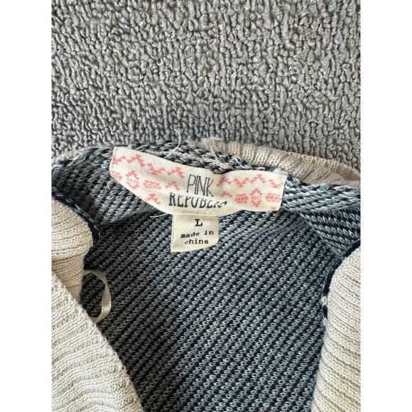 Pink Republic Cardigan Sweater Western Aztec Design Knit Open Waterfall Sz Large - Picture 9 of 10